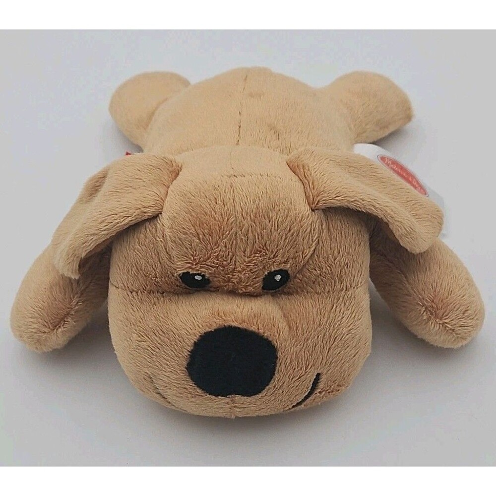 Melissa and Doug Puppy Dog Smiling Plush Beige Stuffed Animal Laying Flat 9" Toy